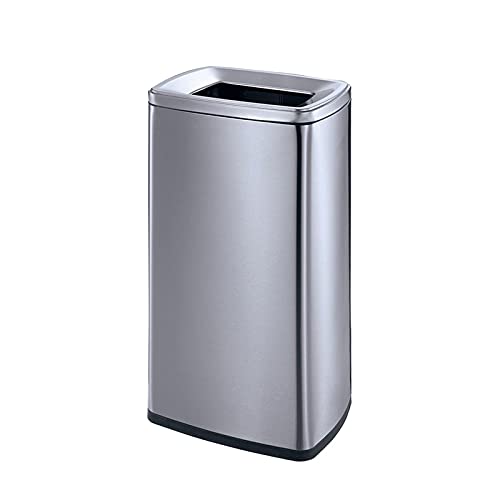 Large Waste Recycling Compost Bins Stainless Steel Trash Can Outdoor Dustbins for Hotel Lobby Elevator Shopping Mall (Color : Black Size : 12.61 * 10.24 * 27.58inchs) (Silver 12.61*10.24*27.58inchs)