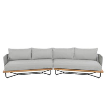 Christopher Knight Home Anna Patio Sofa Set with Cushions, Acacia Wood Patio Lounge Sofa with Woven Rope Back for 8 People, Modern Outdoor Sofa Set, Spacious Seating Couch for Garden, Light Grey+Teak