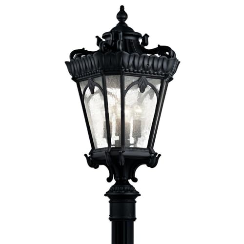 Bailey Street Home 4 Light Outdoor Post Mount 37.5 inches Tall by 17 inches Wide-Textured Black Finish Traditional Outdoor Post Lantern 147-Bel-1044902