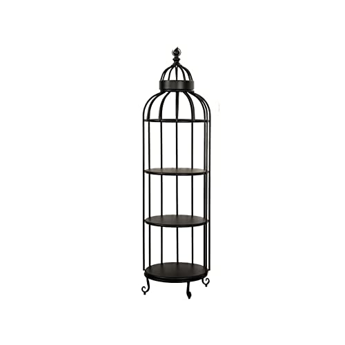 MENGKK Plant Stands Living Room Bird Cage Plant Shelf Simple Balcony Floor Flower Stands Dormitory Multi-Layer Bookcase Bedroom Storage Racks(Black S)