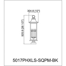 Z-Lite 5017PHXLS-SQPM-BK Tiberius - 6 Light Outdoor Pier Mount-36.5 Inch Tall and 12 Inch Wide