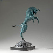 FENGSHUI-CAISHEN Blue Pure Copper Wall Street Bull Statue