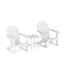 WO WESTIN OUTDOOR HDPE Laguna Outdoor Rocking Poly Adirondack Chair with Side Table 3-Piece Set, White