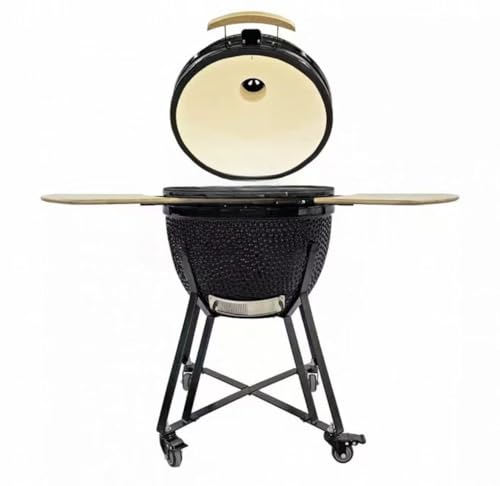 JOSOGO 25 Inch Extra Large Egg-Shaped Ceramic BBQ Grill, American-Style Roaster for Outdoor Cooking(Black)