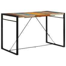 KGFHERENB Reclaimed Wood Bar Table, 69 Inch Industrial High Top Dining Table with Solid Iron Legs, Rustic Multicolor Pub Table for Indoor Outdoor Use Home Bar and Restaurant