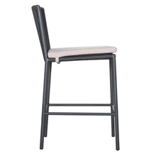 Afuera Living Modern Aluminum Outdoor Counter Chairs, 27 in Seat Height, Powder-Coated Dark Gray Frame, Set of 2, Pebble Weave Design, Brushed Stainless Steel Footrest, Comfortable Patio Seating
