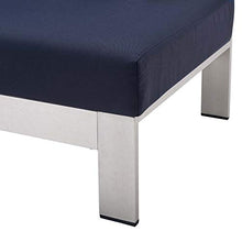 Modway Shore Sunbrella® Fabric Aluminum Outdoor Patio Left-Arm Loveseat in Silver Navy