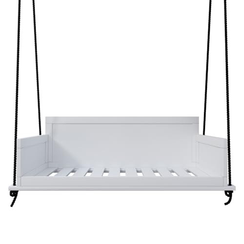 Amish Casual The Philly Amish Crafted Porch Swing Bed with Modern Backrest, Made in The USA from Kiln Dried Pine (White Paint, 4 Foot)