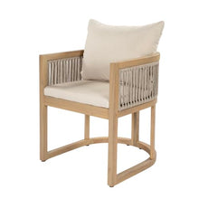 Christopher Knight Home Malo Outdoor Dining Chairs Set of 6 with Cushion, Acacia Wood Patio Dining Chair with Woven Rope Accent, Kitchen Side Chair, Patio Furniture Dining Set, Light Teak+ Beige