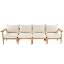 Christopher Knight Home Terassi Acacia Wood Outdoor 4 Seater Sofa with Cushion, Solid Wood Patio Sofa with Removable Cushion, Outdoor Modular Sofa Couch for Patio Furniture Set, Beige+Light Teak