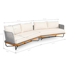Christopher Knight Home Tracy 4 Seater Outdoor Sofa Set with Cushions, Acacia Wood Patio Lounge Sofa with Woven Rope Back, Spacious Seating Couch for Backyard Garden Porch, Teak + Beige