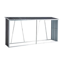 Garden Sheds Firewood Rack, Holder with Roof, Storage, Firewood Stand for Outdoor Backyard Garden Patio Porch, Grey Galvanized Steel Outdoor Storage Sheds