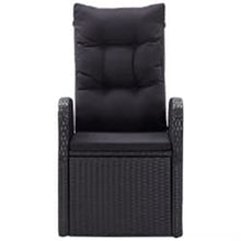 LKJephalotrope 3 Piece Patio Dining Set, Reclining Outdoor Bistro Table and Chairs with Black Cushions, PE Rattan Wicker Dining Table and 2 Recliner Chairs for Garden Backyard