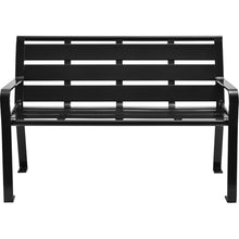 Global Industrial 4' Outdoor Park Bench with Back, Horizontal Steel Slats