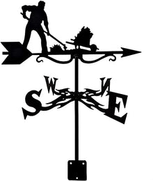 Garden Weathervane Outdoors Weather Vane Metal Wind Vane Farm Scene Mount Yard Roof Decor Indicating Wind Direction Measuring Tool (Knight) (Gardener)