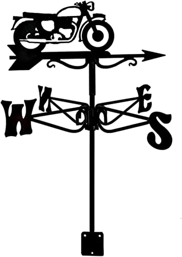 SkiPdr Weathervane,Weathervane Metal for Roof Garden Yard Vintage Motorcycle Weathervanes Hollow Out Black Weather Vane Wind Direction Indicator for Roof Garden Outdoor Lawns Farm Sheds Barns
