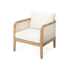 Merax Outdoor Acacia Wood Patio Club Chair Set of 2 Conversation Set with Waterproof Thick Cushion Deep Seating for Porch,Garden,Backyard