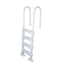 4 Step Ladder for 60 Inch Pool Walls w/Swimming Pool Ladder Mat, White