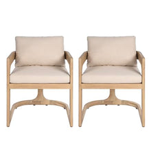Christopher Knight Home Zeke Outdoor Dining Chairs Set of 2, Acacia Wood Dining Chairs with Water-Resistant Cushions, Patio Side Chairs with U-Shaped Sled Base & Curved Armrests, Beige + Natural