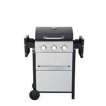 3-Burner Propane Gas BBQ Grill,With Wire Enamel Cooking Grids/Foldable Side Table, For Outdoor Barbecue