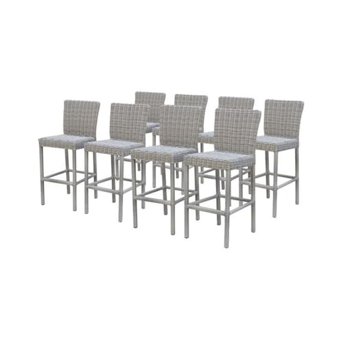 Afuera Living Contemporary Polyethylene Wicker Barstools with Back - Set of 8