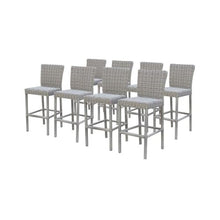 Afuera Living Contemporary Polyethylene Wicker Barstools with Back - Set of 8