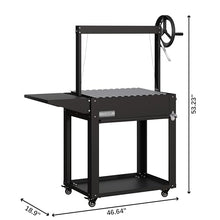 KoolMore 50 in. Charcoal Grill BBQ, Santa Maria Argentine Outdoor Grill with Interchangeable V Grates, Heavy Duty Barbecue Grilling Grill, Black