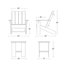 Wildridge Contemporary 3-Piece Adirondack Chair Set with Side Table, Turf Green and Black - Outdoor Weather Resistant Recycled Plastic Furniture for Patio