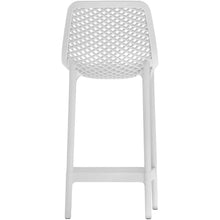 Afuera Living Set of 4 Outdoor Bar Stools, 17.32" Seat Width, White Polypropylene Plastic, Weather Resistant, Stackable, Contemporary Design for Patio or Indoor Seating