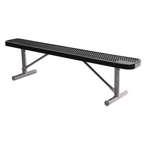 COATEDOUTDOORFURNITURE Bench, Textured Black, Expanded, 6Ft, No Back