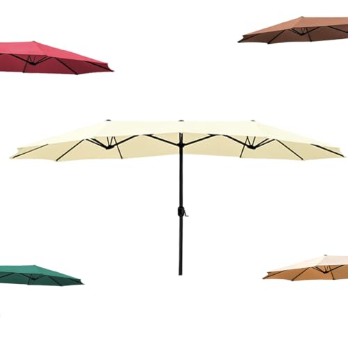 GY8PKVWKWQ Table Market Umbrella,Patio Umbrella,sunshade,Waterproof,Hand Crank,Excluding Base,quadrate,1pcs,for Garden, Deck, Backyard, Pool, Turquoise(Off white)