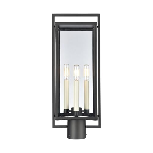 Elk Home 90005/3 Gladwyn - 3 Light Outdoor Post Light in Farmhouse Style-21.5 Inches Tall and 8.25 Inches Wide