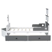 Bellemave Twin Size Kids Bed with Storage Drawers Boat-Shaped Grey