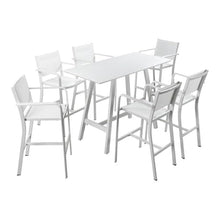 Pemberly Row 7-Piece Modern Aluminum Frame Patio Bar Set White