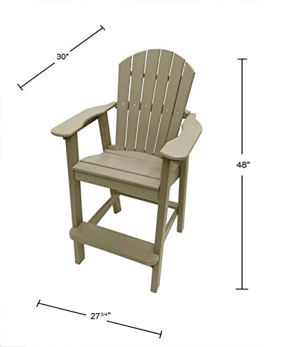 Phat Tommy Recycled Poly Resin Balcony Chair Settee with Removable Side Table Weatherwood