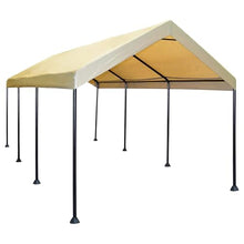 Caravan Canopy Mega Domain Carport with Waterproof Polyethylene Top, Durable Steel Frame, Compression Lock, and Easy Assembly, 10 by 20 Feet, Tan