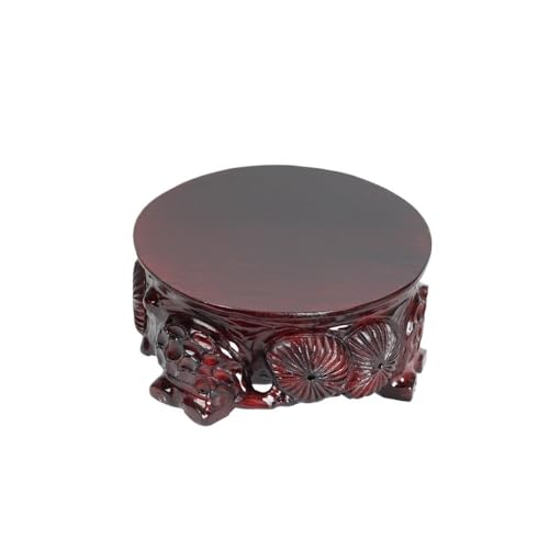 QUANGJN Pcs Plants Saucers All Solid Wood Enlarged and Thickened Wood Carving Ornament Base Round Vase Fish Tank Bonsai Bracket Plant Pot Saucers,