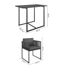 SOEBOJ Bar Table and Chair Set, Modern Outdoor Nesting Small Dining Table and Chair Set, Metal Patio Furniture, 3-Piece Table and Chair Set with Cushions, Tempered Glass Tabletop