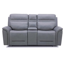 Liberty Furniture Cooper Triple Power Reclining Loveseat with Console - USB Charging Ports, Wireless Charging Pads, Hidden Cupholders - Blue Gray Leather