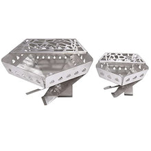 Outdoor Folding Wood Stove Multifunctional Stainless Steel Hollow with Grill Camping Picnic Bonfire Fire Pit(2XL)