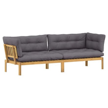 KFPOERTFGD 2 Piece Garden Pallet Sofa Set with Table, Solid Acacia Wood Outdoor Lounge Furniture, Light Brown and Dark Grey, Weather-Resistant Patio Seating