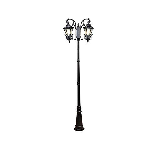 SDdPulse E27 2-Lights Outdoor Street High Pole Pillar Light European Vintage Ip54 Waterproof Glass Lantern Die-Cast Aluminum Landscape Post Light Path Way Garden Lawn Decorative C,Black_Height 3m