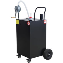 45 Gallon Black Gas Tank with Pump for Garage, Farm, Workshop and Jobsite, Hand Push Mobile Fuel Storage Cart on Locking Casters, Heavy Duty Gasoline and Diesel Tank for Convenient Refueling