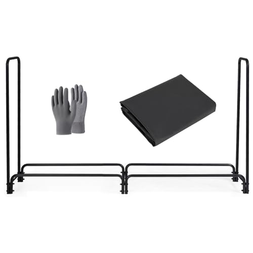 bleslin Outdoor Firewood Rack with Waterproof Cover, Vent, and Handle - Firewood Storage Shelf for Patio, Backyard, Balcony(248 * 35 * 122cm)