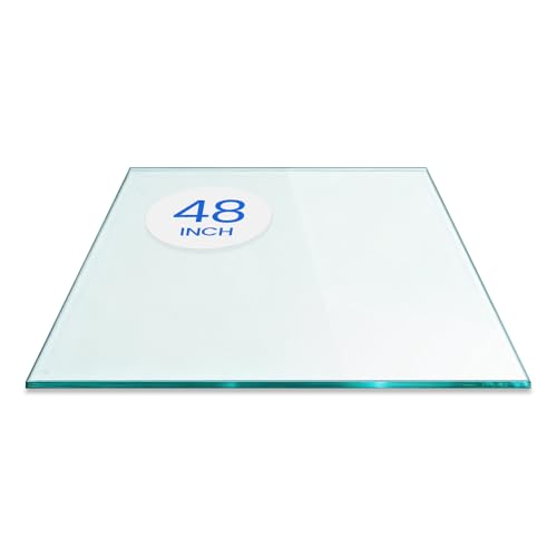 Dulles Glass 48 inch Square Glass Table Top - Tempered - 1/4" Thick Glass Surface, Safe Flat Polished, Eased Corners, Multipurpose for Dining Table, Patio, Coffee and End Table
