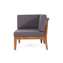 Christopher Knight Home Aston Outdoor 5 Seater Sectional Chat Set with Club Chair - Acacia Wood - Teak/Dark Gray