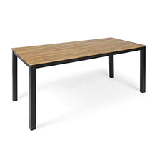 Christopher Knight Home Zak Outdoor 71" Acacia Wood Dining Table, Teak Finish, Black