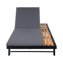 Merax 4 piece Black Iron Teak Finish Chaise Lounge Set with 2" Thick 2-Fold Cushion, 400 lbs Capacity, Adjustable Backrest with Flat Storage Surface for Patio, Poolside, Backyard, Dark Gray
