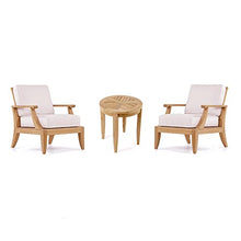 WholesaleTeak Lagos 3 Pc Lounge Chair Set with Cushions - 2 Lounge Chairs & 22" Round Side Table, Canvas White