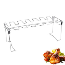 OEKFVCHVZ BBQ Grill Rack 14 Slots Stainless Steel Barbecue Drumsticks Holder Oven Roaster Stand with Drip Pan Tools